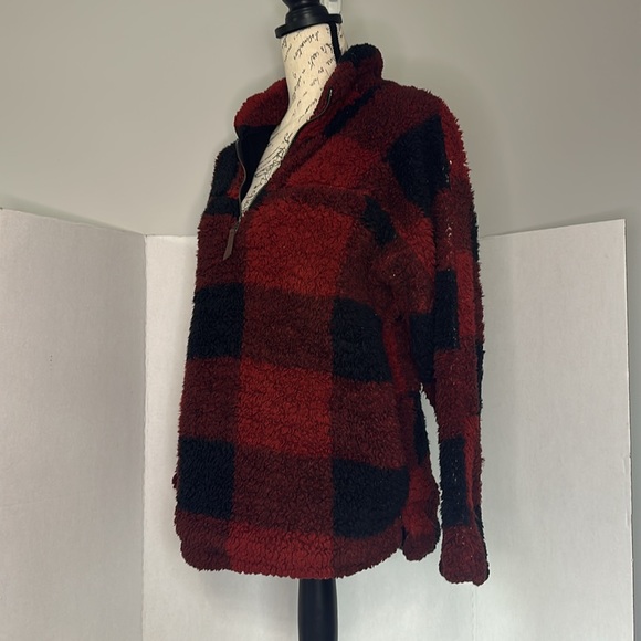 Elodie | Red & Black Pull Over Sweater 1/4 Zip | Size XS - Picture 8 of 12